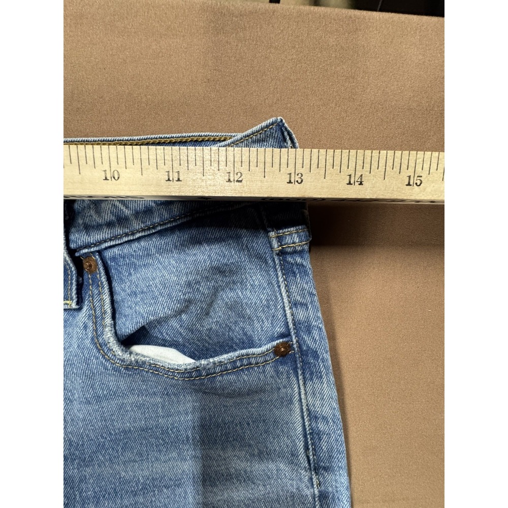 Levis Jeans Womens 25 Blue Ribcage Straight Ankle Button Fly Casual Distressed - Picture 9 of 10